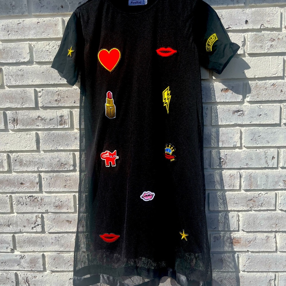 Cute girls dress with patches XL (child size)